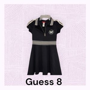 GUESS Girl's Black Polo Dress Size 8 Short Sleeve Rhinestone Bling Uniform